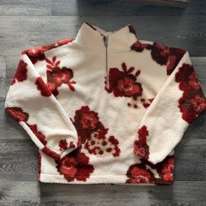 Quarter zip floral loft Sherpa
